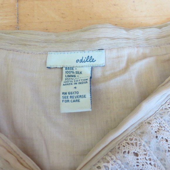 ODILLE silk cotton lace midi skirt retro bohemian S 4 - Picture 4 of 4